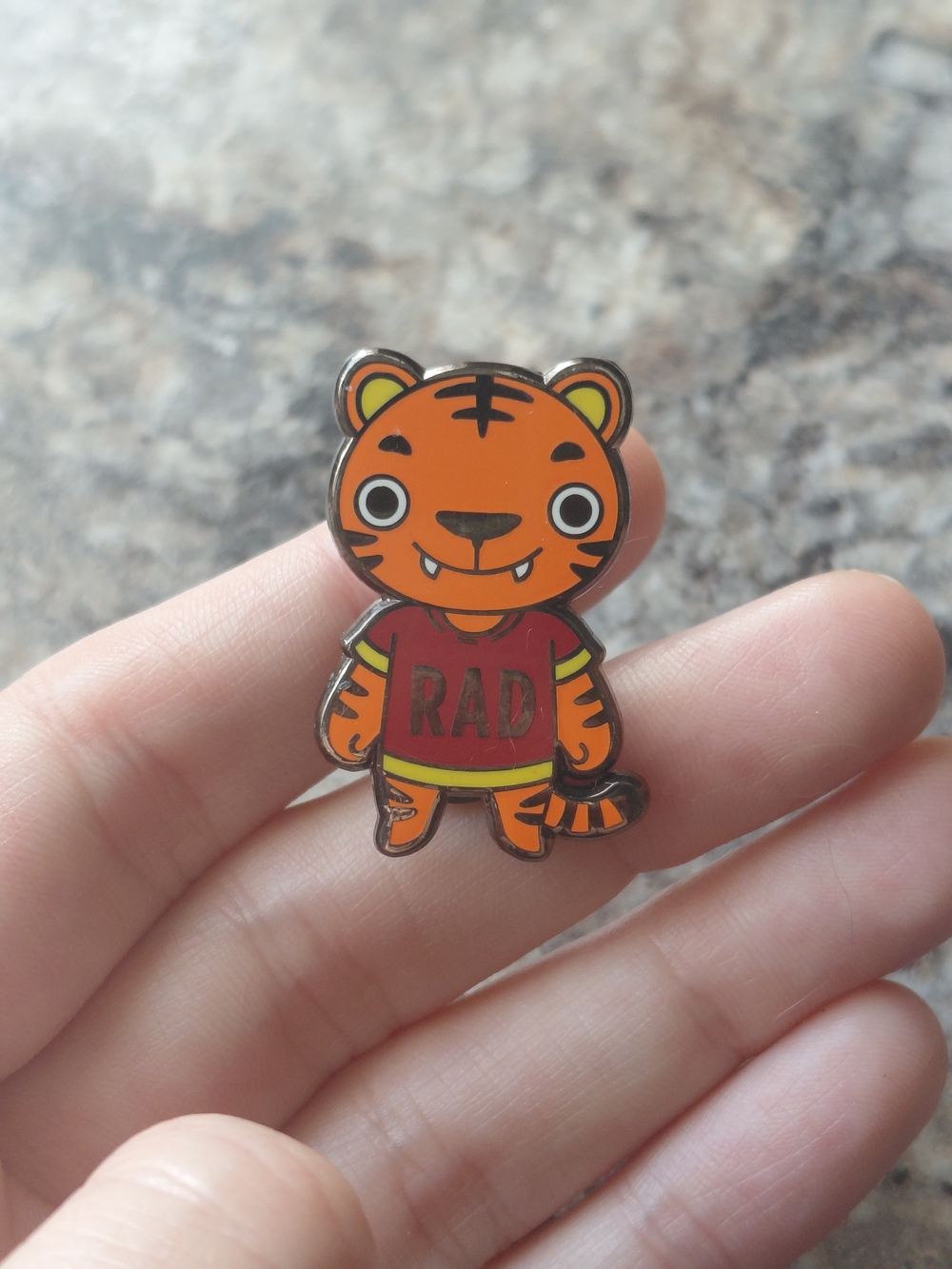 Orange Tiger "RAD" Shirt Enamel Pin